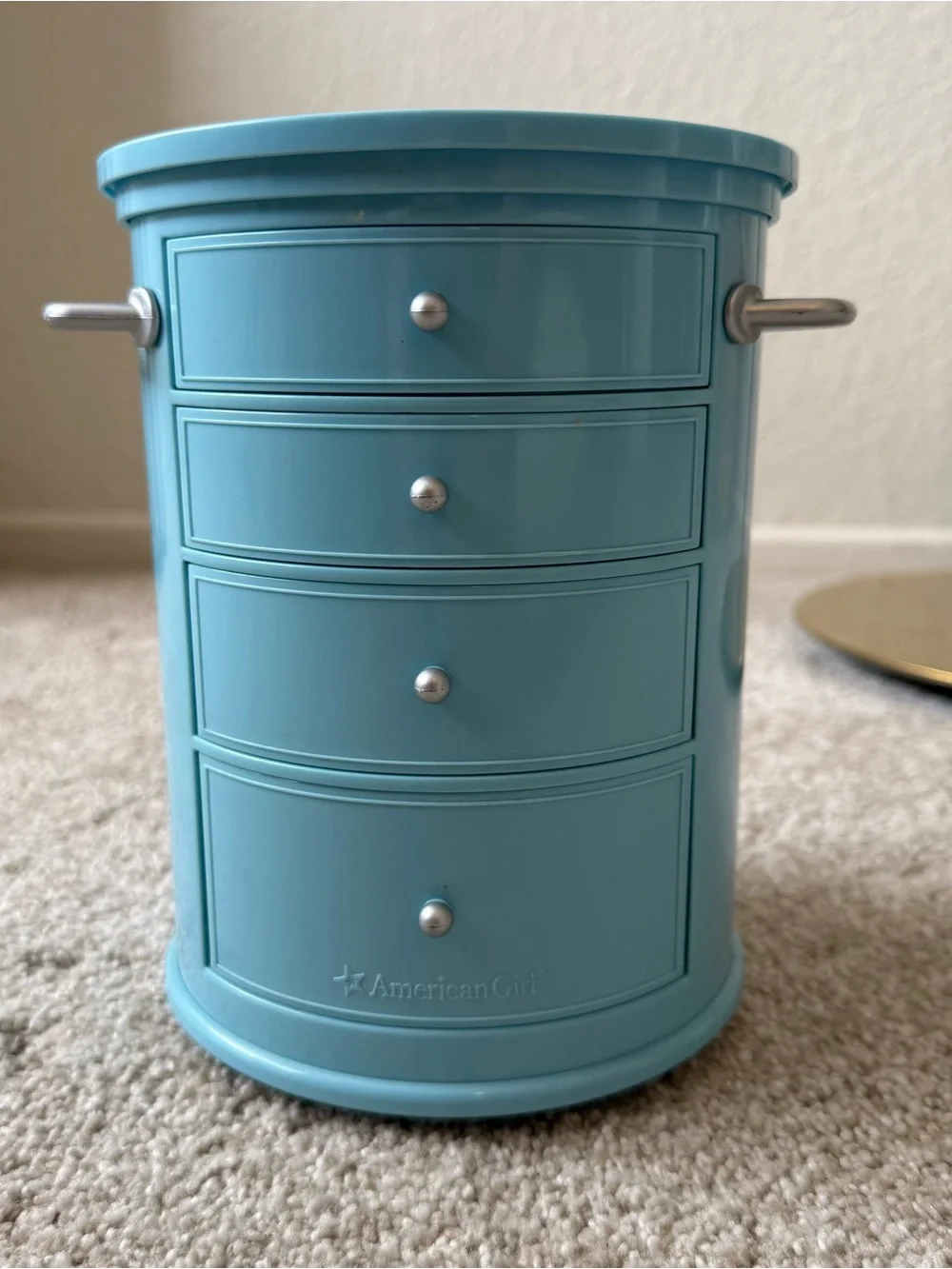 American Girl Dresser Retro Mid- Century Blue Round Drawers